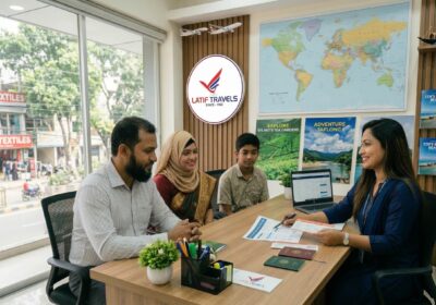 Travel agency consultation in Sylhet helping travelers plan flights and travel services